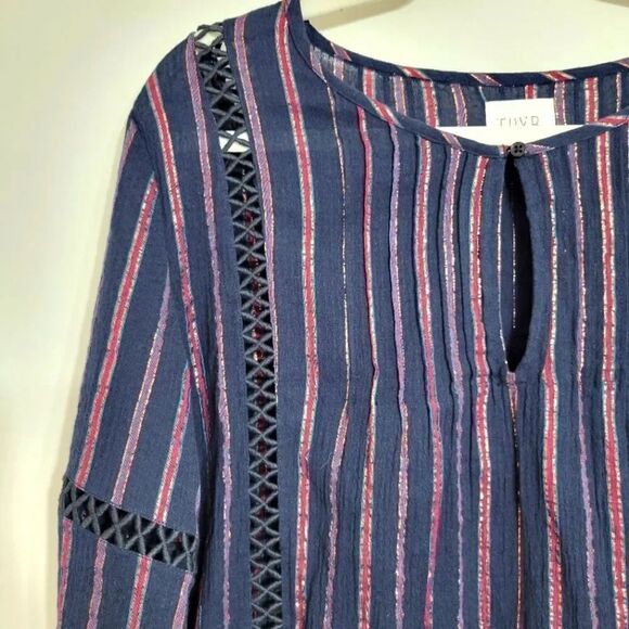 Anthropologie tryb navy metalic blouse - Picture 4 of 9
